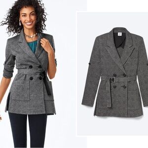Cabi Bond Plaid Blazer with Belt
